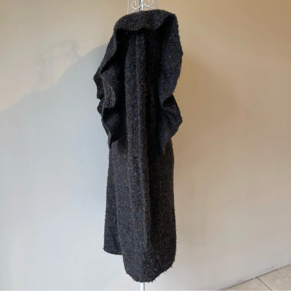 NWT Chelsea & Violet Ruffle Shoulder Sweater Dress Slate wool blend brown SZ S - Picture 5 of 12